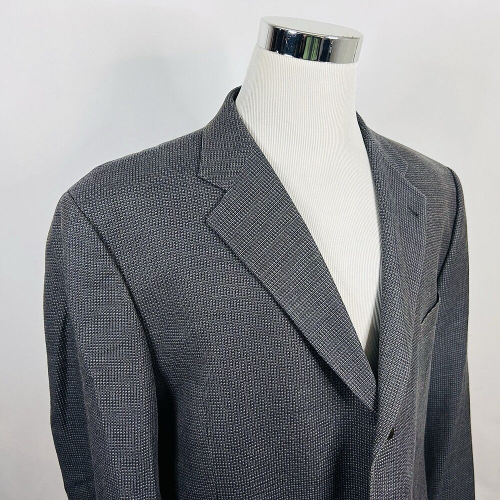 Joseph Abboud 48R Sport Coat Silk Wool Blend Blue Gold Knit Three Button Lined